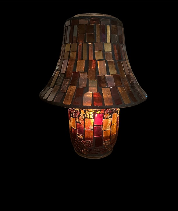 Vintage Yankee Candle Shade and Base -Bronze, Copper, Amber colors
