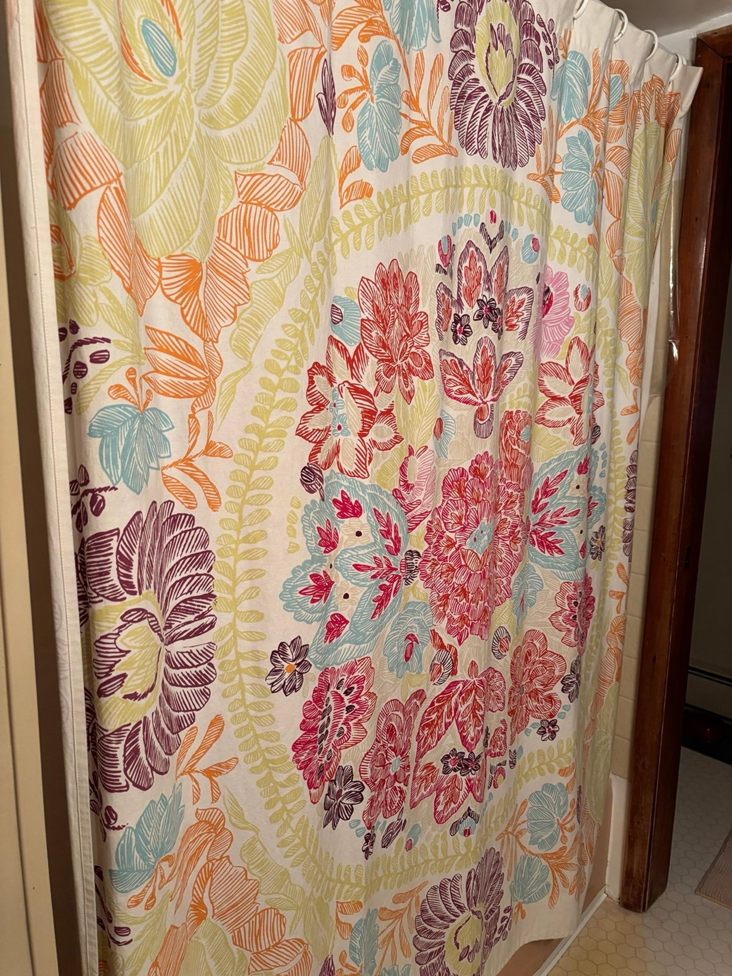 World Market multi color cotton shower curtain