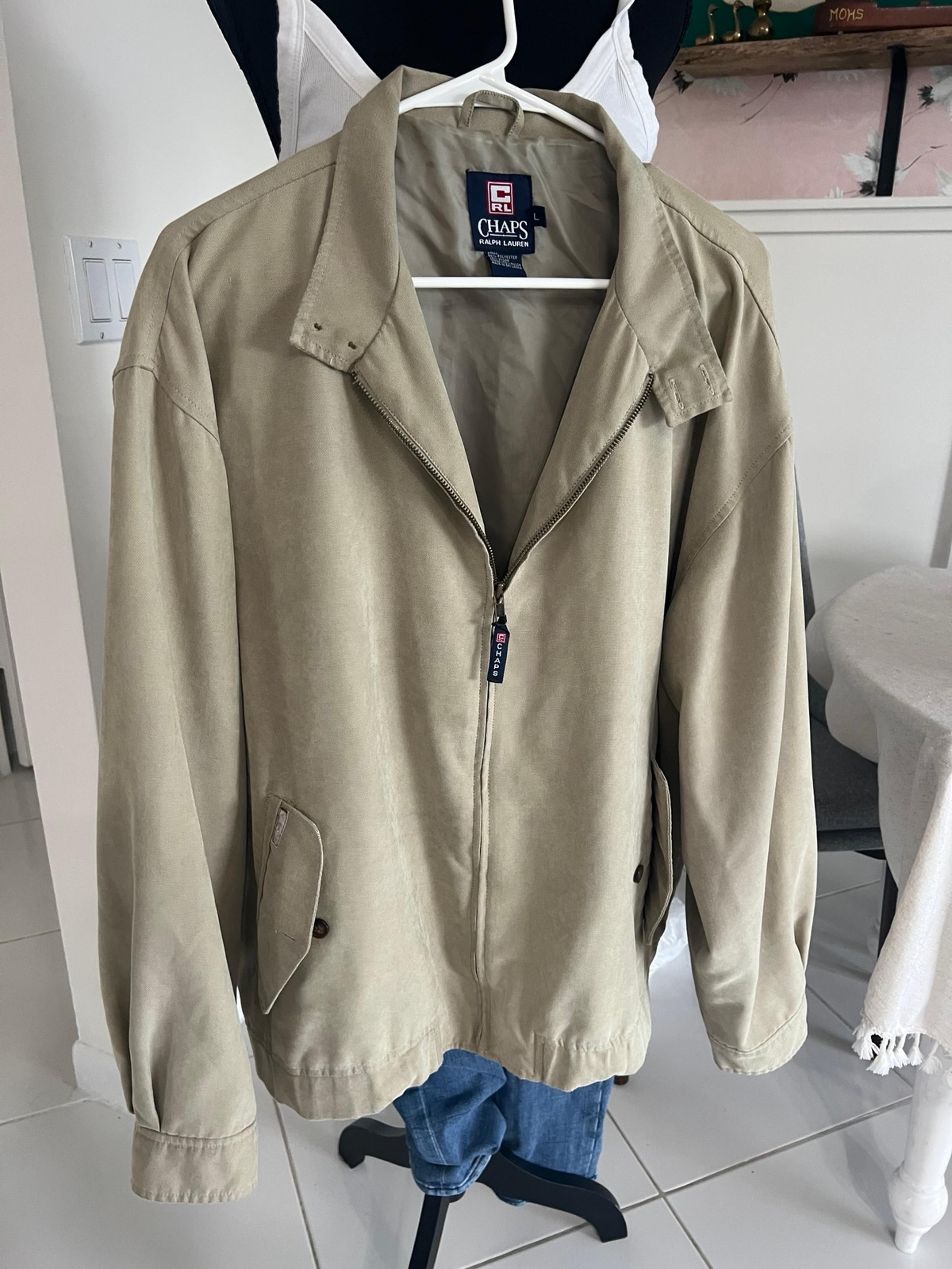 CHAPS RALPH LAUREN VINTAGE BOMBER JACKET / COAT MEN SZ LG Tan