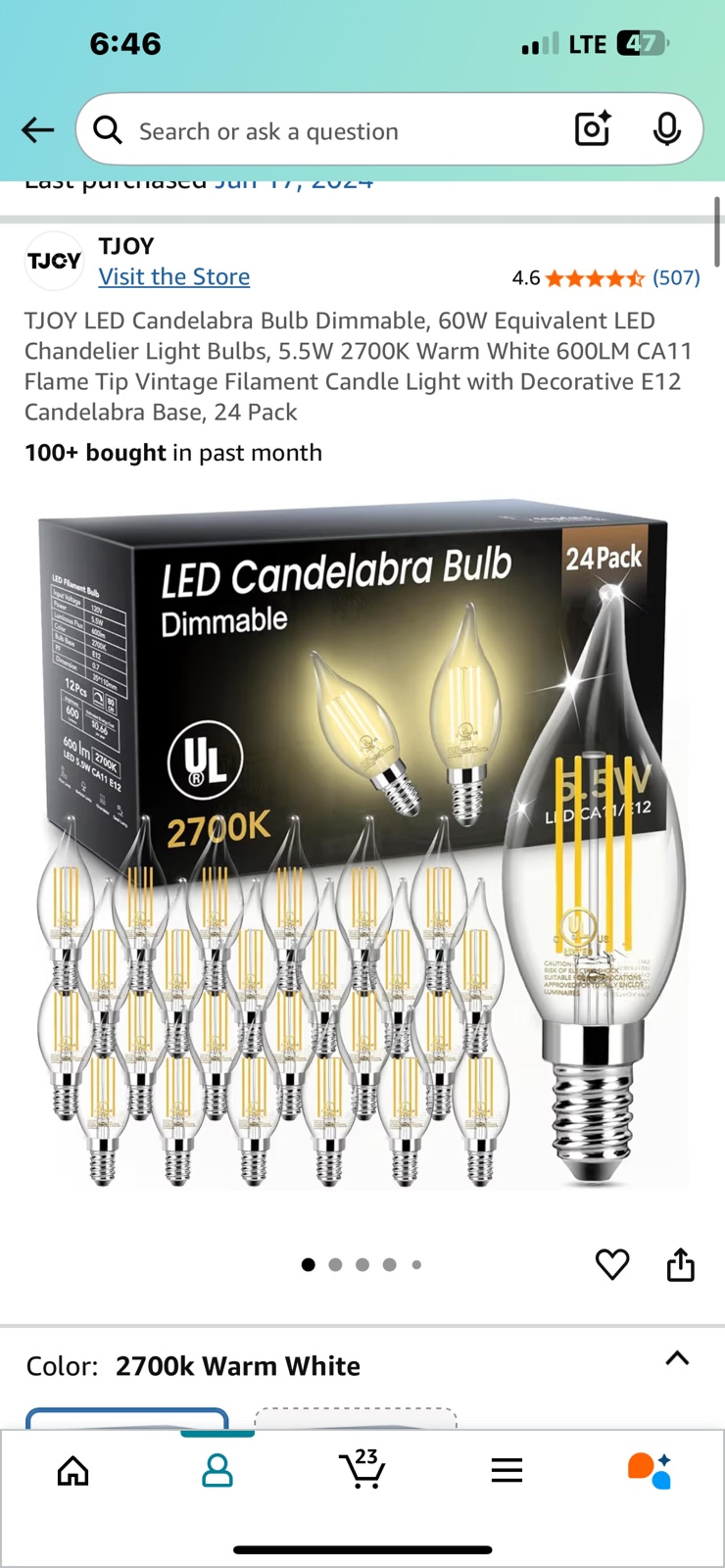 16pc LED Candelabra Bulbs 2700k