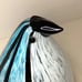 Large Hand Blown Murano Glass Turquoise Blue White Black Penguin Figurine