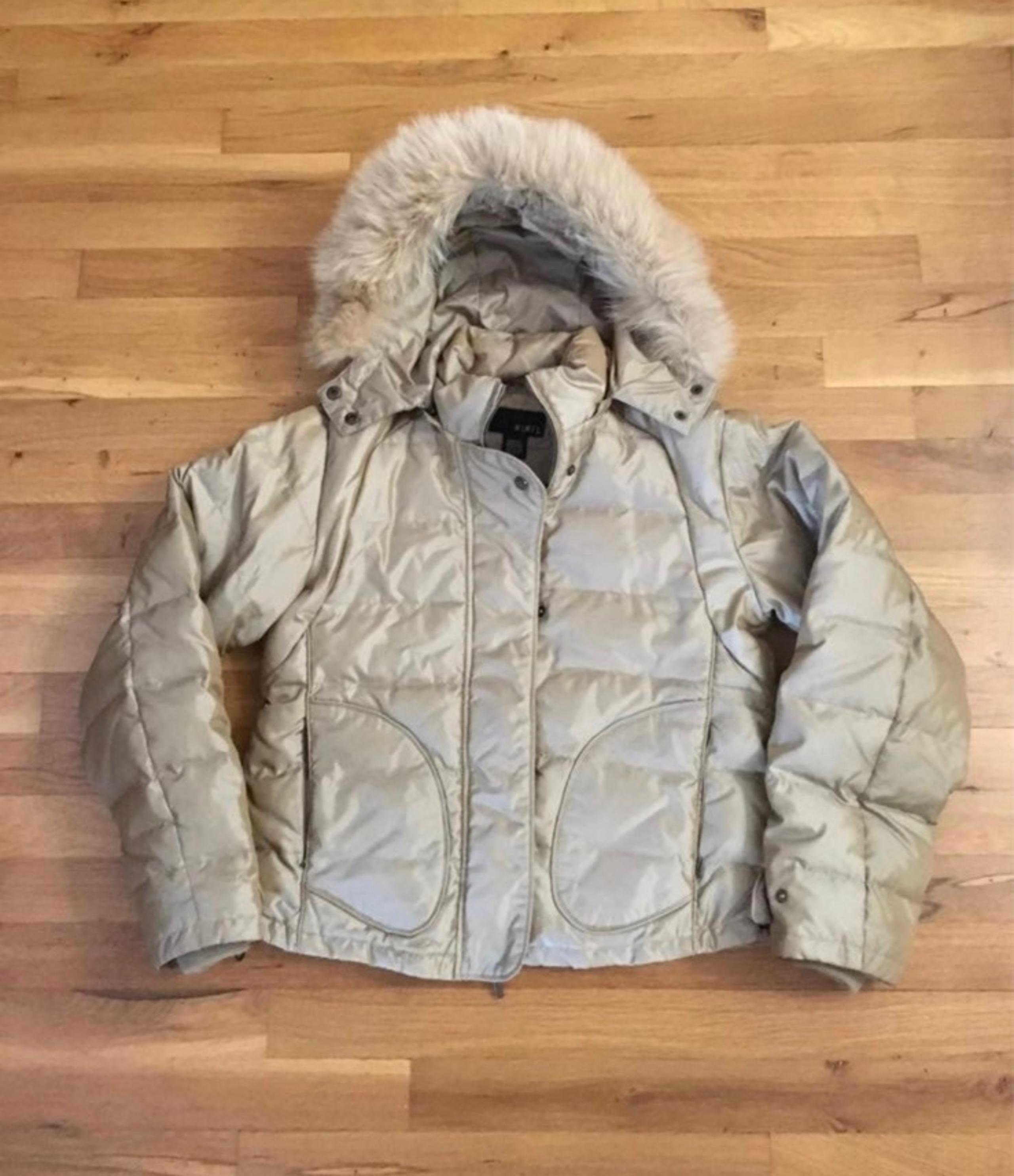 Junior’s short winter Jacket size M champagne color jacket with attached hood