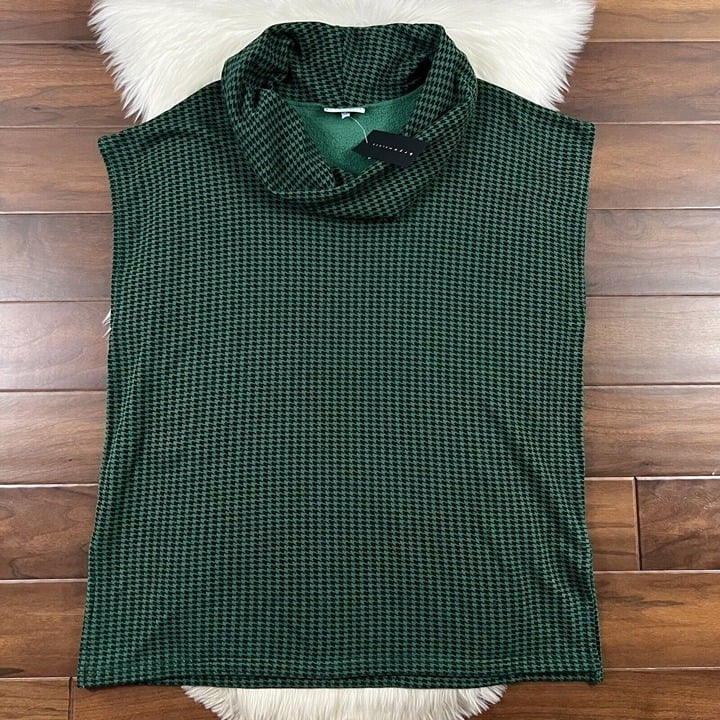 Bryn Walker Women's Size Large Inlet Pike Houndstooth Print Cowl Neck Poncho Top