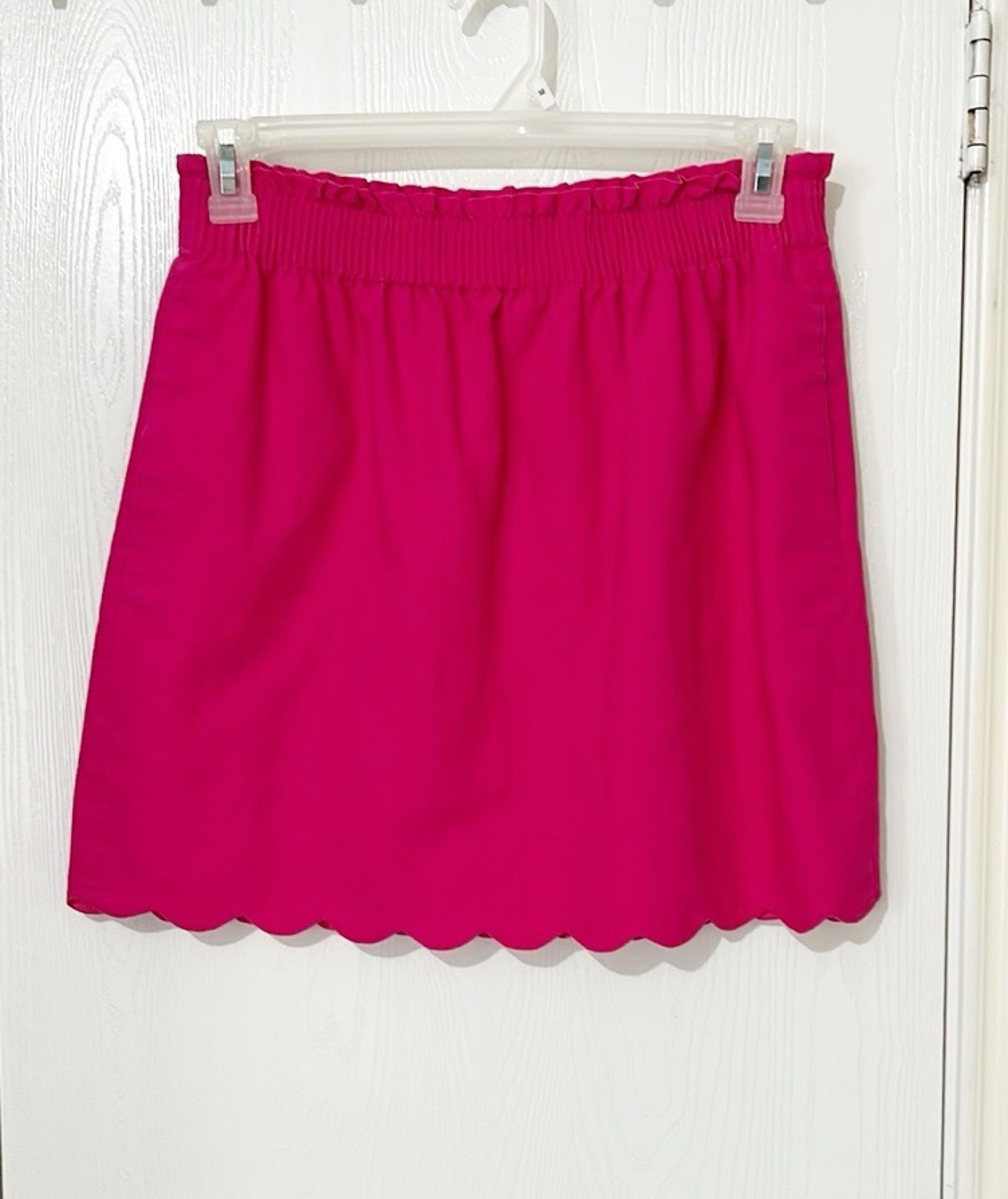 [J.Crew] Linen Blend Pink Mini Skirt Scalloped Hem Summer Preppy Girlie Size 6