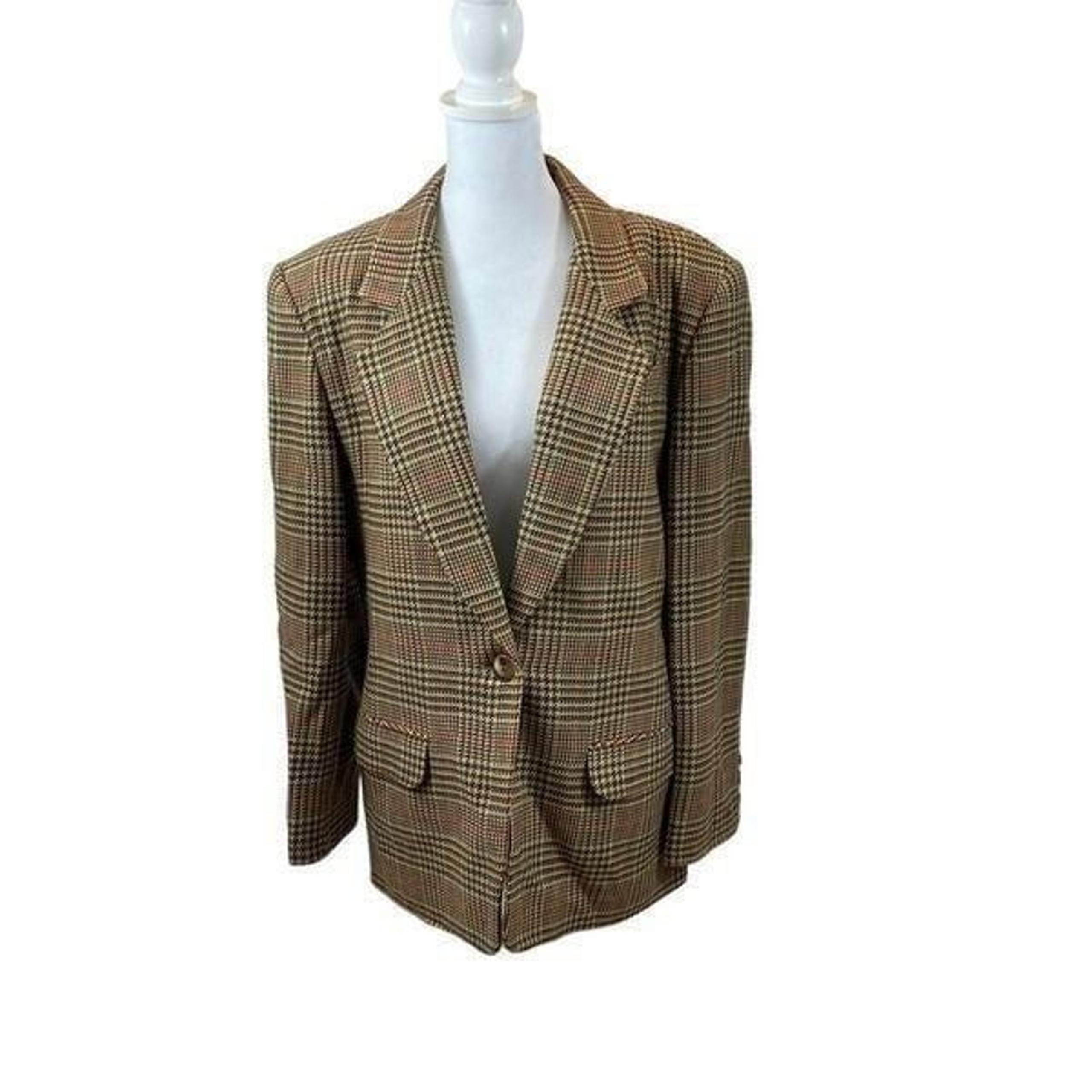 Vintage David Brooks 100% Wool Houndstooth Blazer Size 8