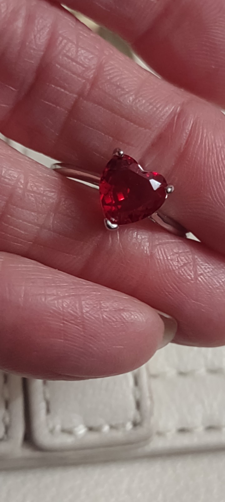 Red sapphire heart ring size 8 , 925 Sterling. Stamped.