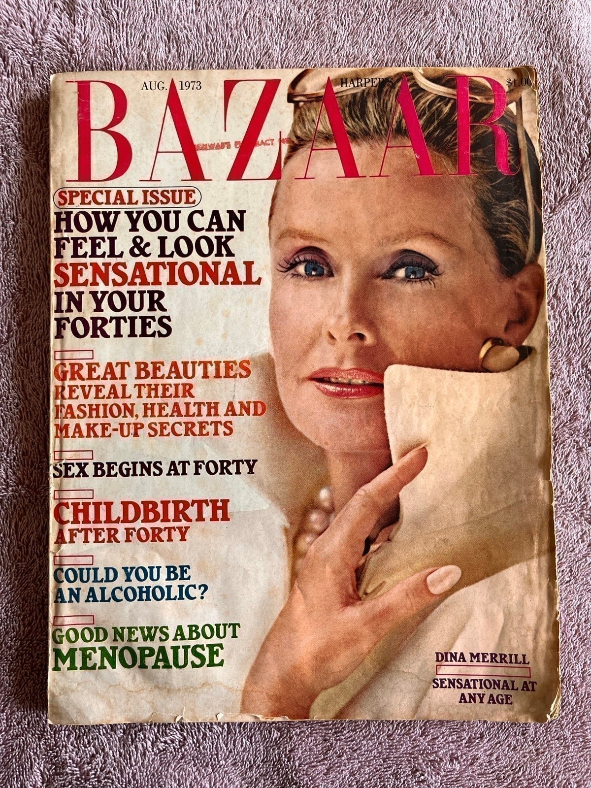 Vintage Historical Harpers Bazaar Fashion Magazine Circa Aug.1973 (Dina Merrill)