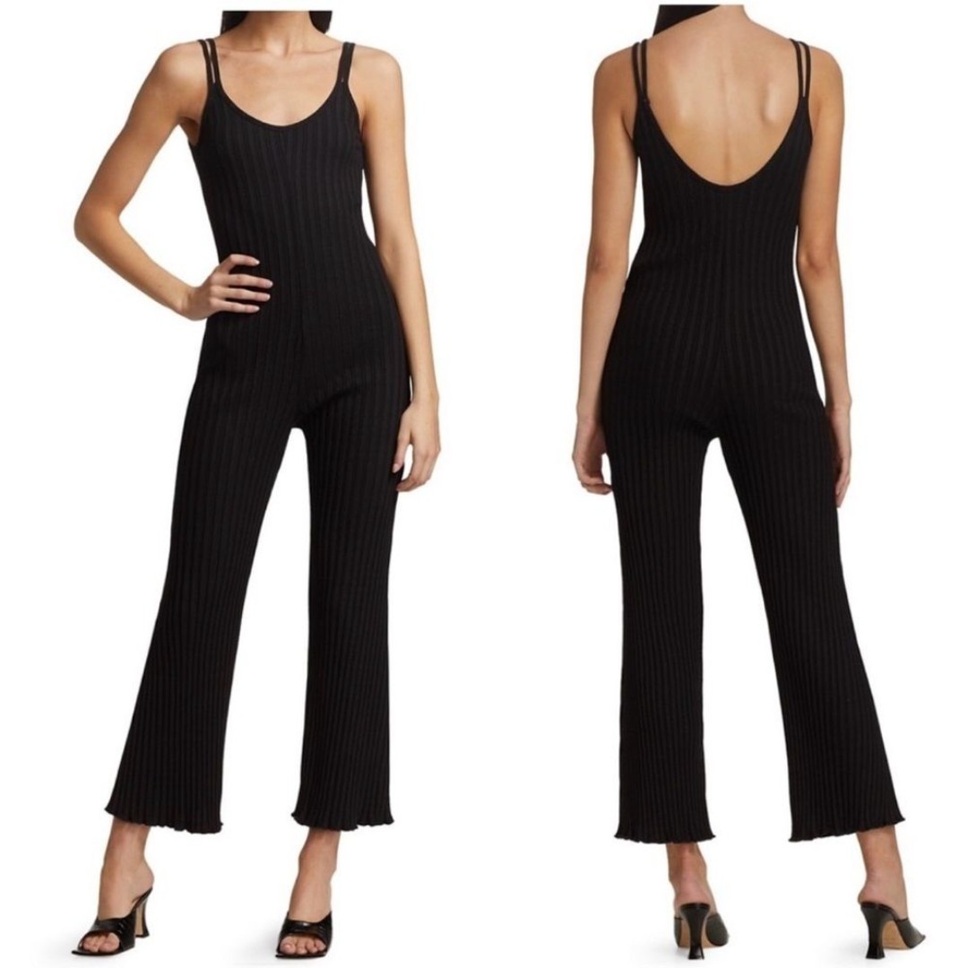 Simon Miller Malo Rib Knit Spaghetti Strap Jumpsuit Black