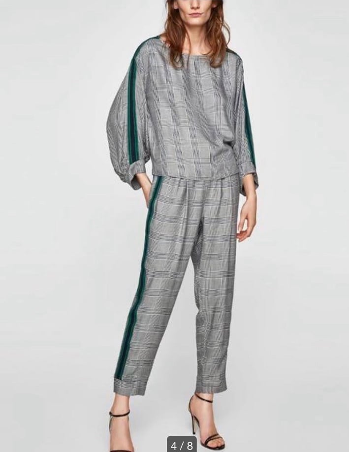Zara basic plaid 2 pc set Small NWT