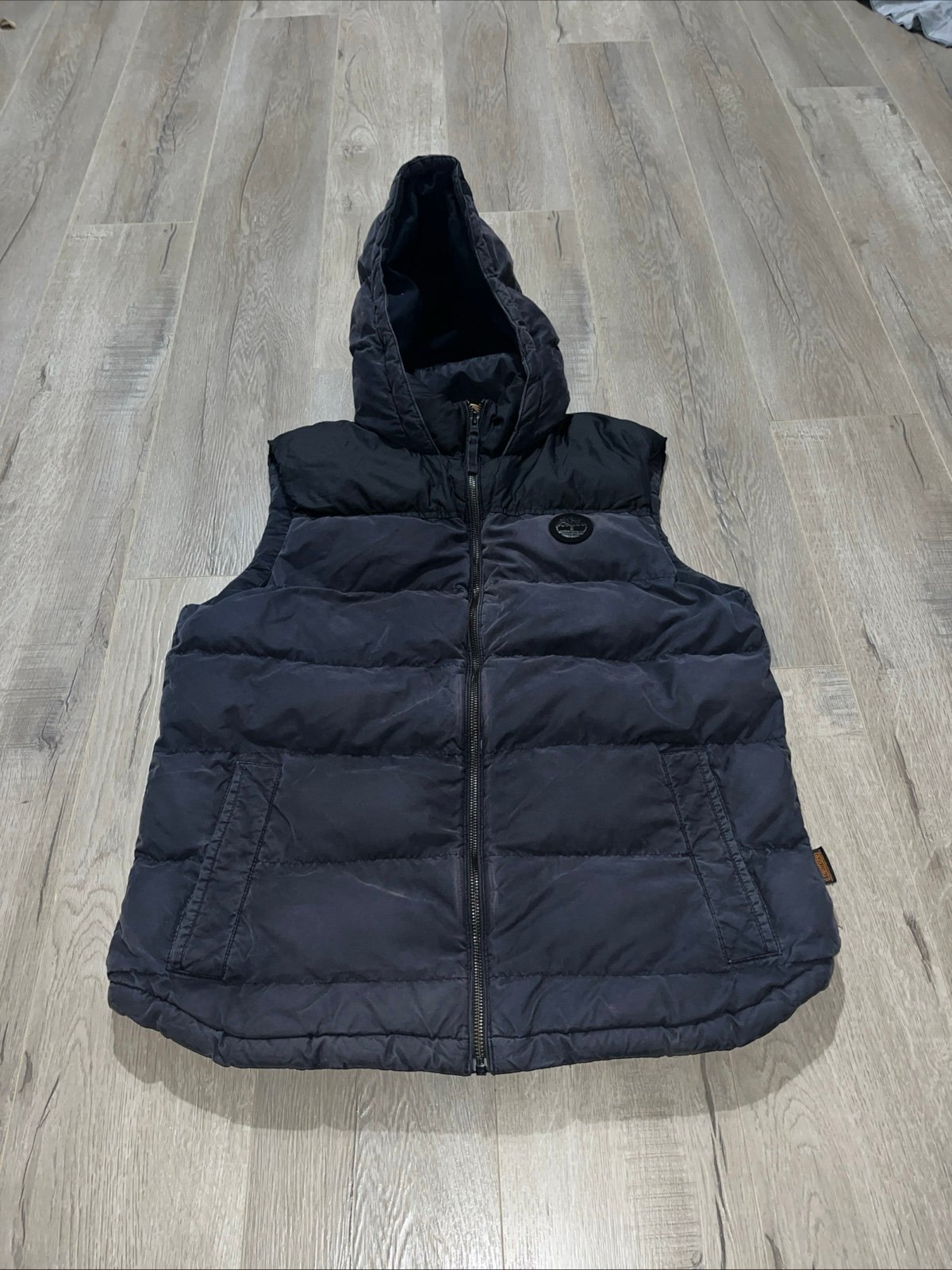 Vintage Y2K timberland puffer vest men’s medium Thermore W Hoodie blue