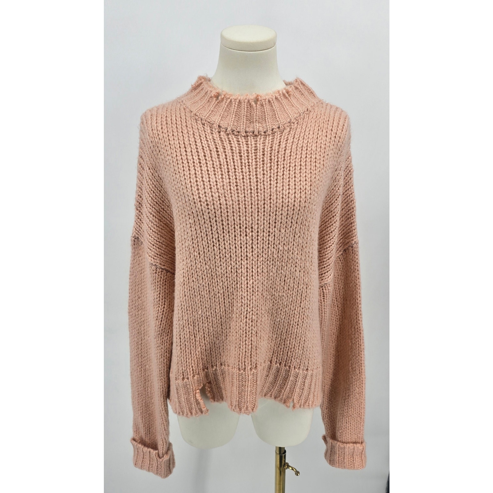 Show Me Your MuMu Dusty Pink Distressed Cody Knit Sweater