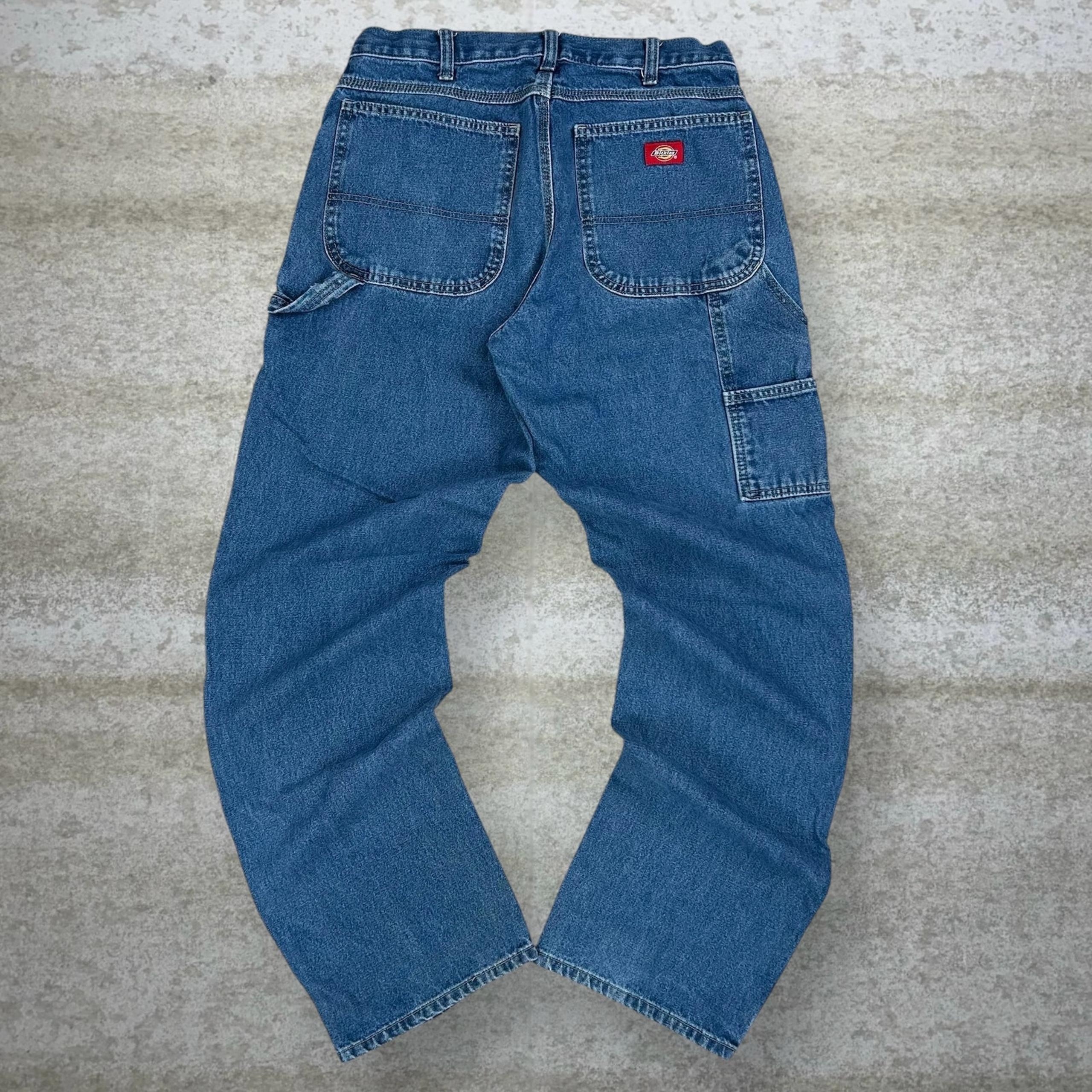 Vintage Dickies Carpenter Jeans Baggy Wide Leg Fit Medium Wash Denim 90s