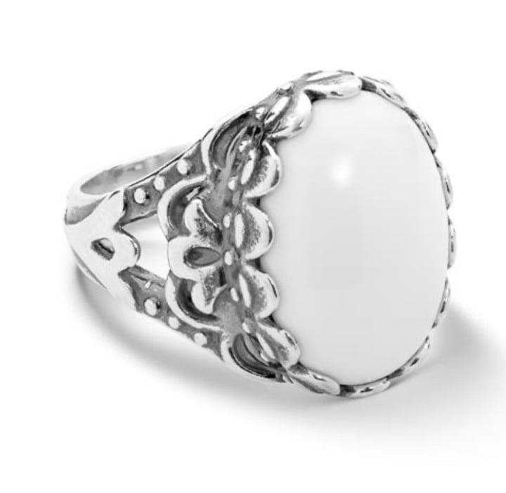 Carolyn Pollack sterling silver white agate ring 10
