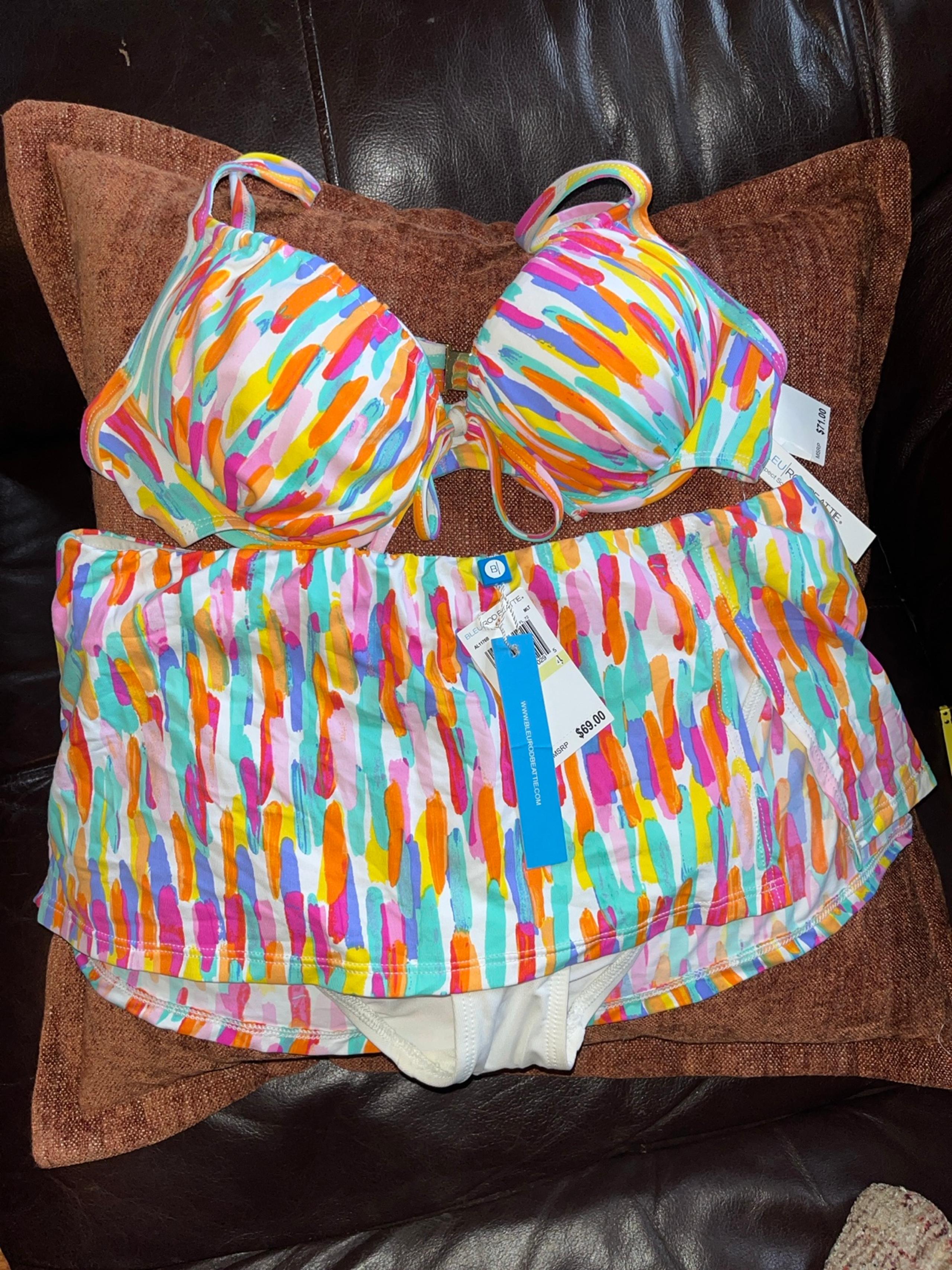 Blue Rod Beattie 2 piece Multi  Color Swimsuit Size 4 NWT