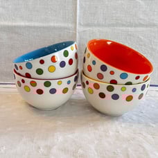 Avon Polka Dot Bowls Set - Rare and Vintage - cheerful polka dots