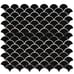 Retro Nero Scallop 13.11 in. x 9.96 in. x 8 mm Glossy Porcelain Mesh-Mounted Mos