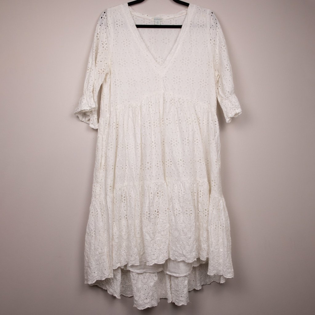 Sundance Jasmine eyelet tiered boho eyelet dress-M