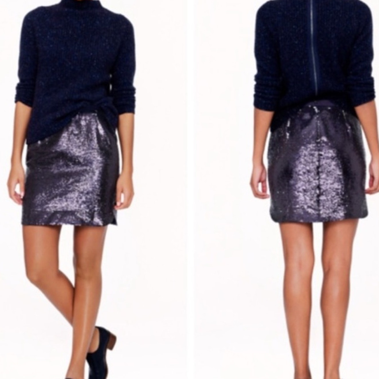 J.Crew Shirttail Mini Sequin Skirt Navy Size 6