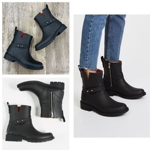 Rag & Bone Moto Rain Boots In Black