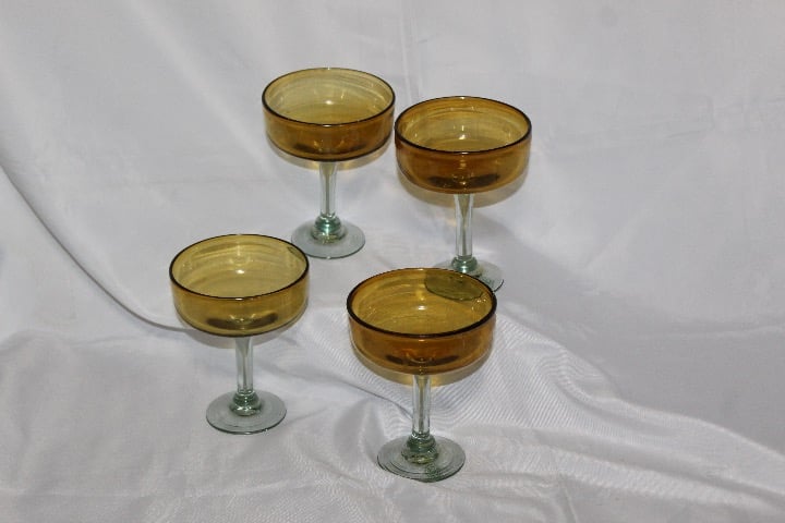 West Elm Amber Stem Glassware. Set of 4