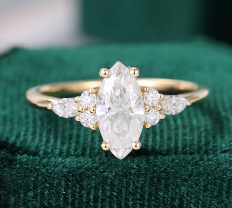 Marquise cut Moissanite engagement ring