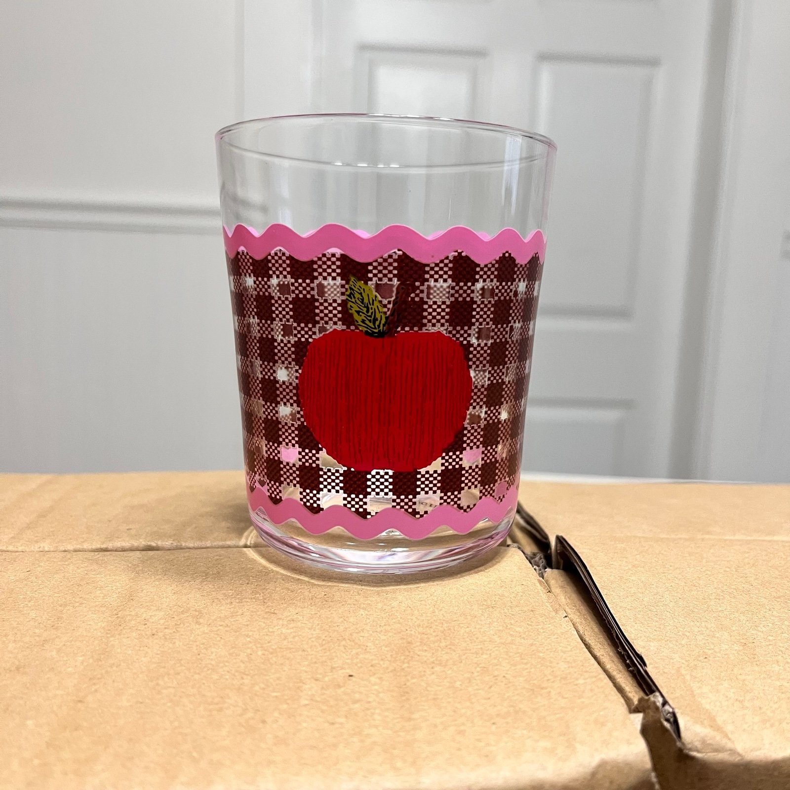 Set of 16 BRAND NEW Anthropologie Ischia Gingham Apple Juice Drinking Glasses