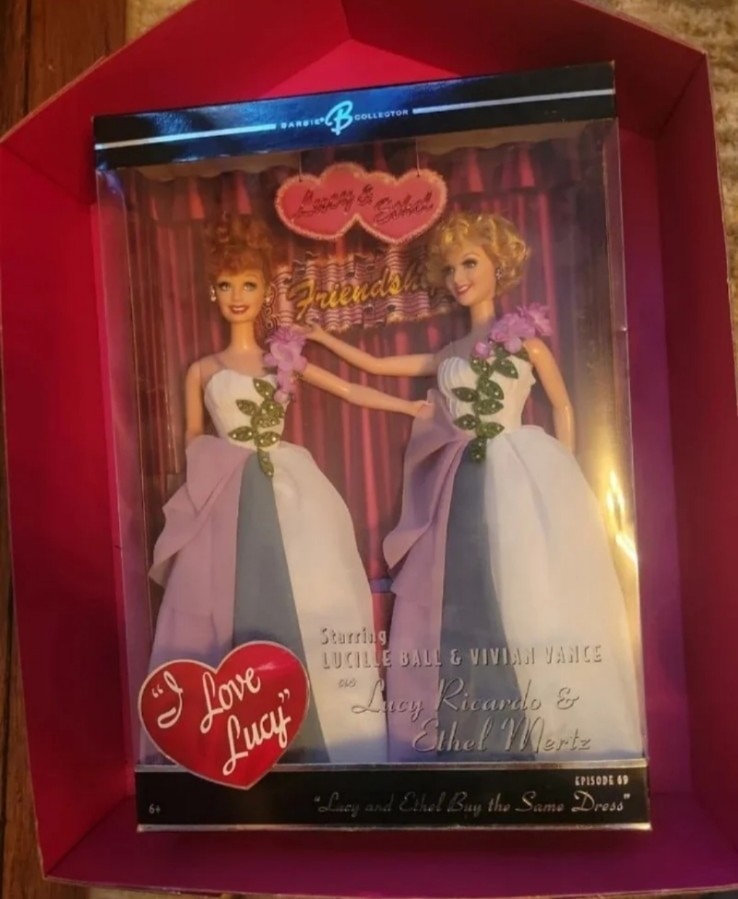 2006 BARBIE DOLL I LOVE LUCY- Lucy and Ethel in The Same Dress Episode #69