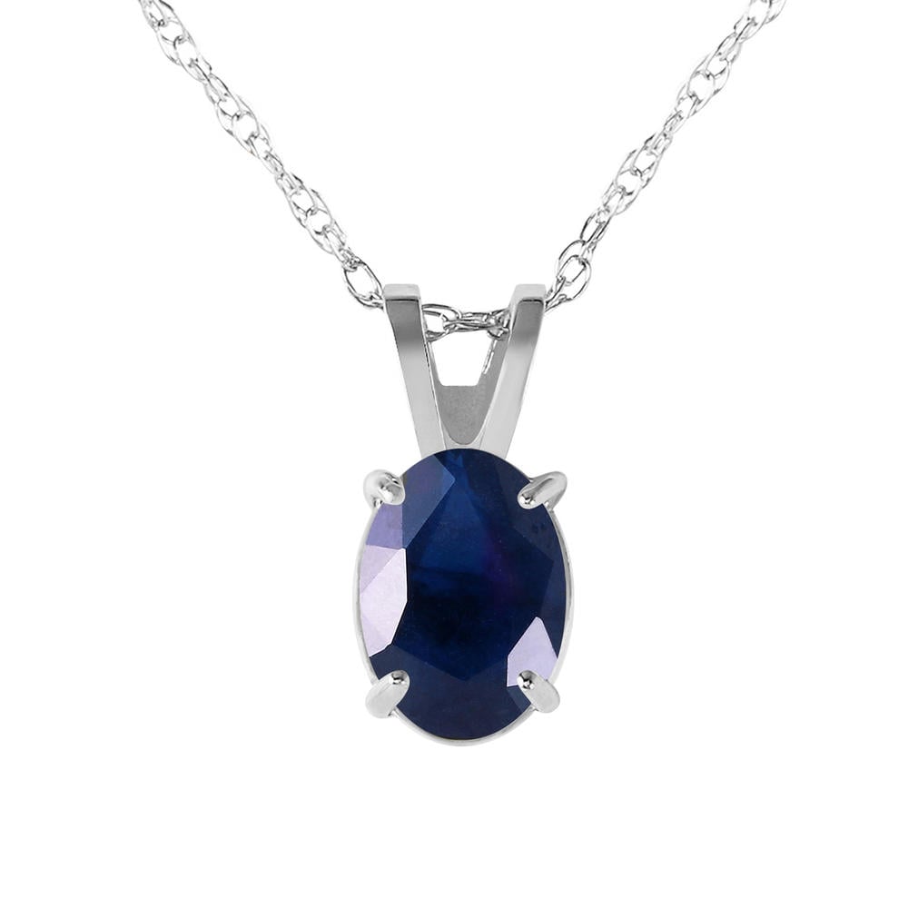 14K. SOLID GOLD NECKLACE WITH NATURAL SAPPHIRE (White Gold)