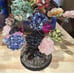 Bonsai Tree Stones Large Multicolor Stone Tree w/Pyrite on Wood Base