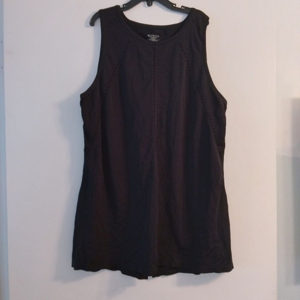 Athleta Foothill Tank Top Black Tie Split Back Wicking Yoga Run