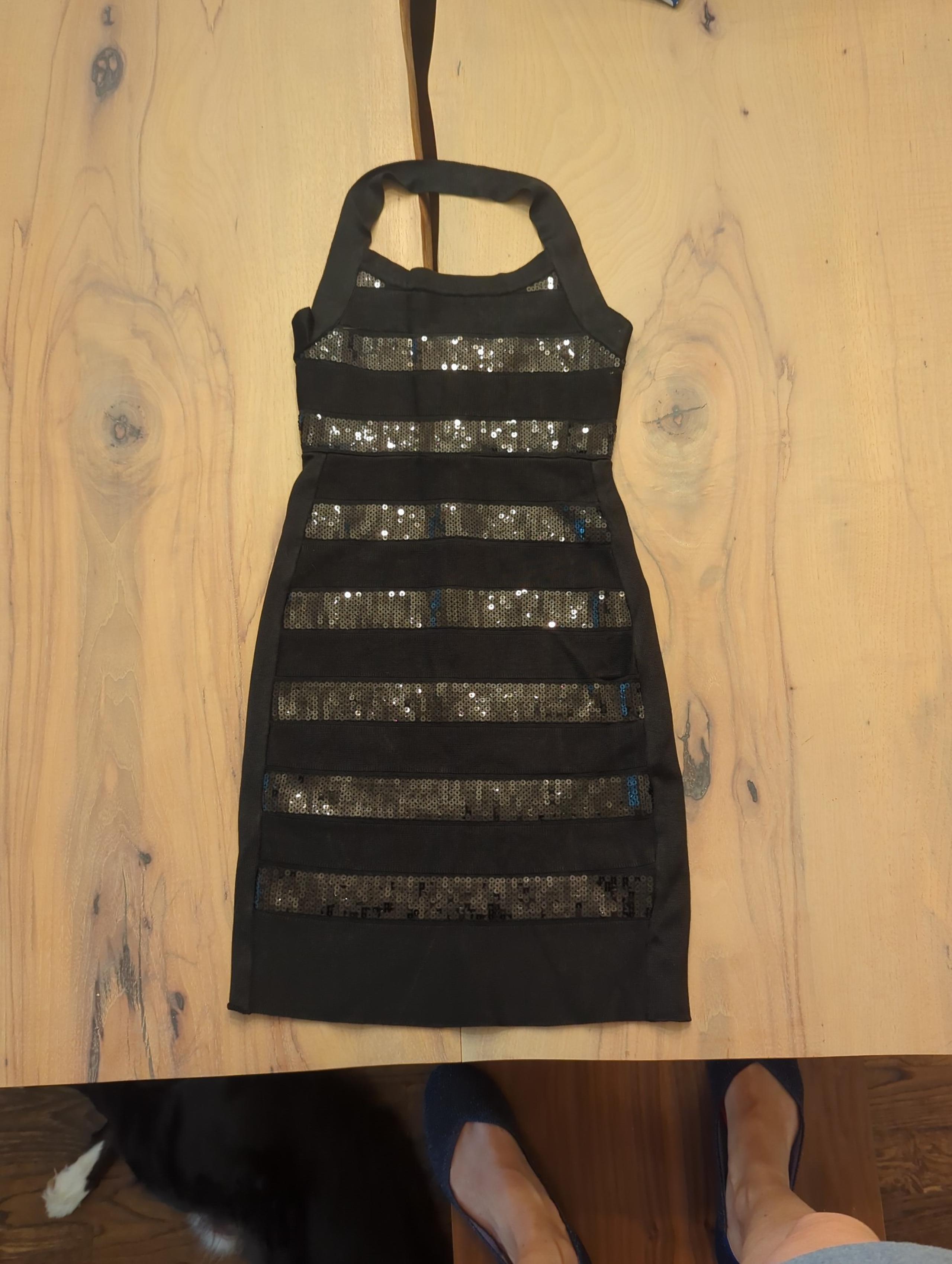 French connection sequin party black Dress