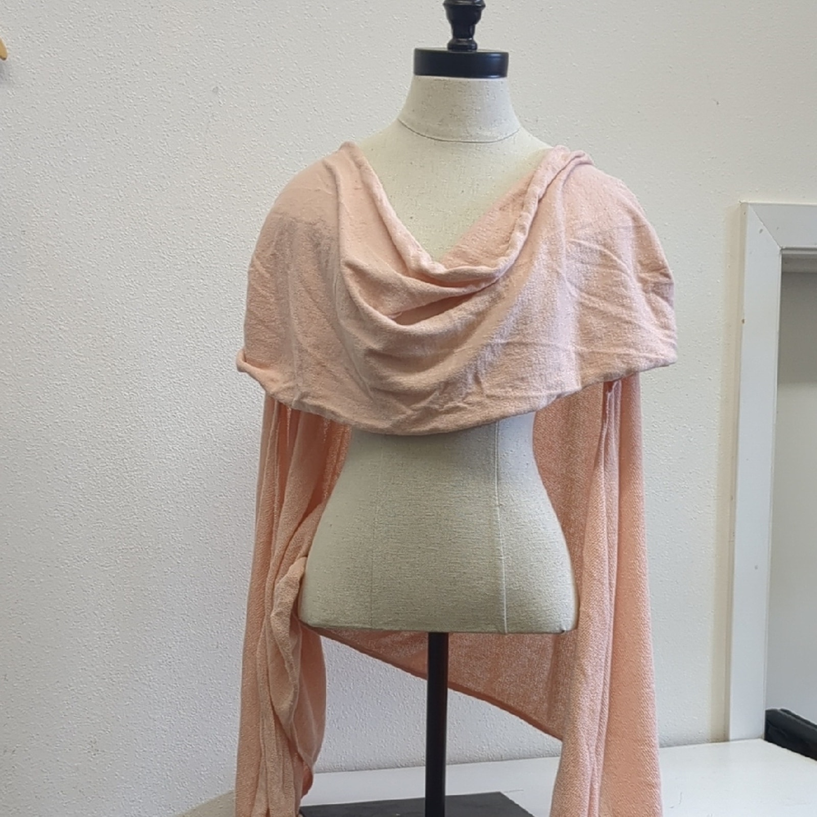 Ioanna Kourbela Asymmetrical Pink Wrap scarf