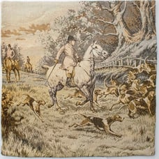 Vintage French Handwoven Tapestry (Dog Hunting Scene)