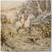 Vintage French Handwoven Tapestry (Dog Hunting Scene)