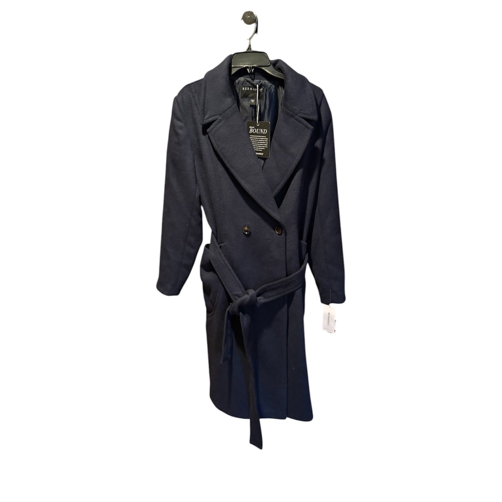 Bernardo Soho Belted Wool Coat in Navy XL NWT