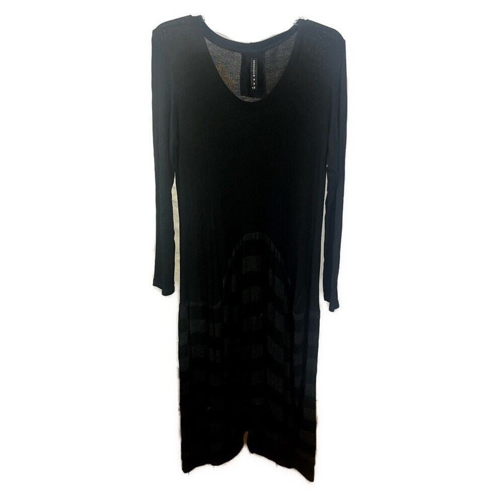 Gershon Bram Women's Lagenlook Black Striped Skirt Sweater Dress- Size Medium