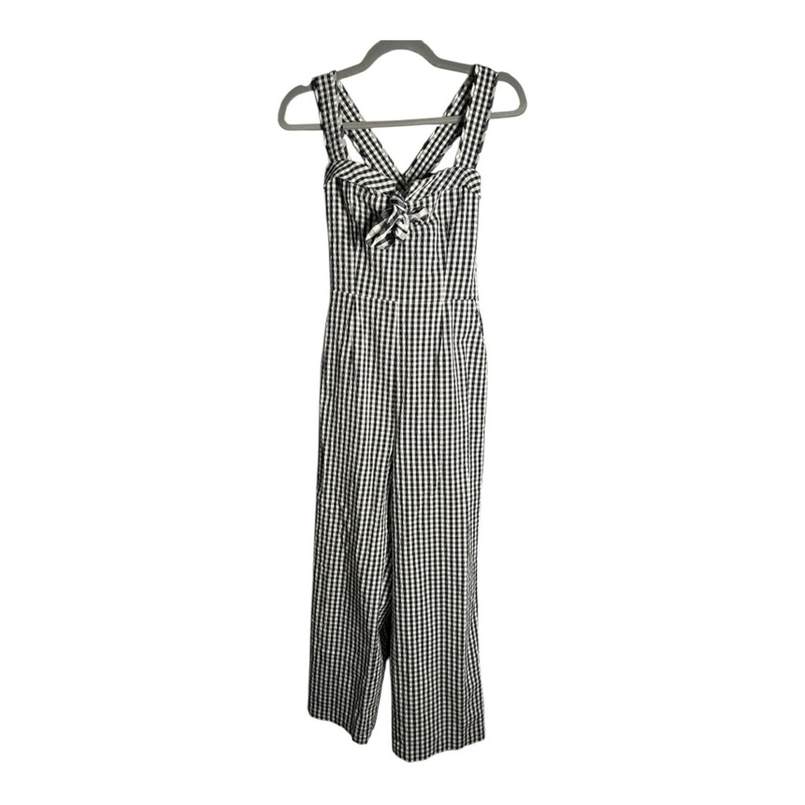 Tanya Taylor Black and White Black and White Gingham Wide Leg Jumpsuit Size 6