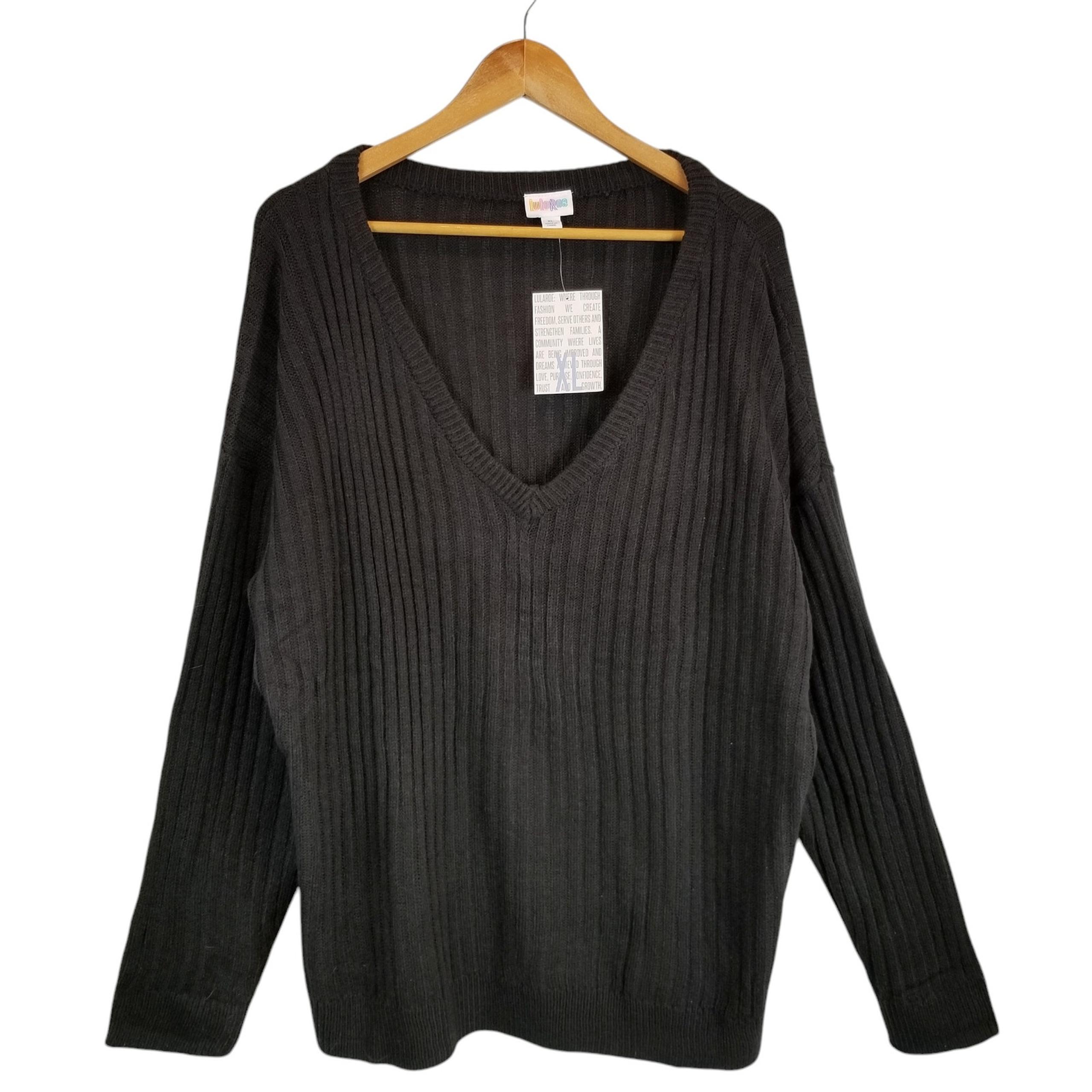 Lularoe NWT Women's Torrie Ribbed V-Neck Long Sleeve Sweater Black Size XL