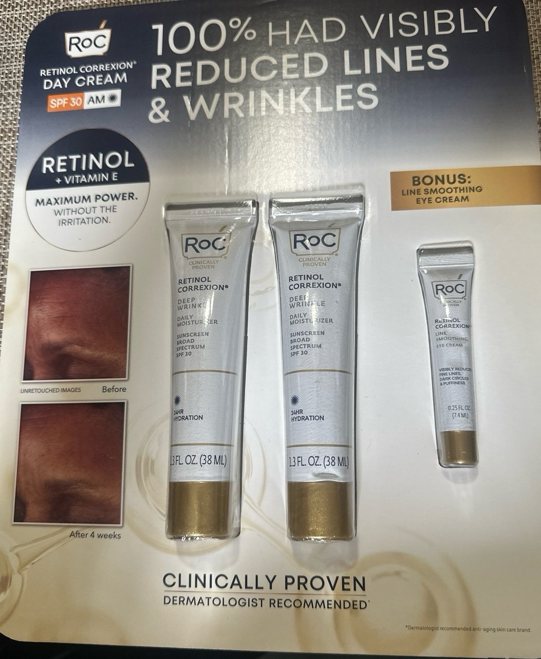 Set RoC Retinol Correxion Deep Wrinkle Anti-Aging Day Cream+eye cream