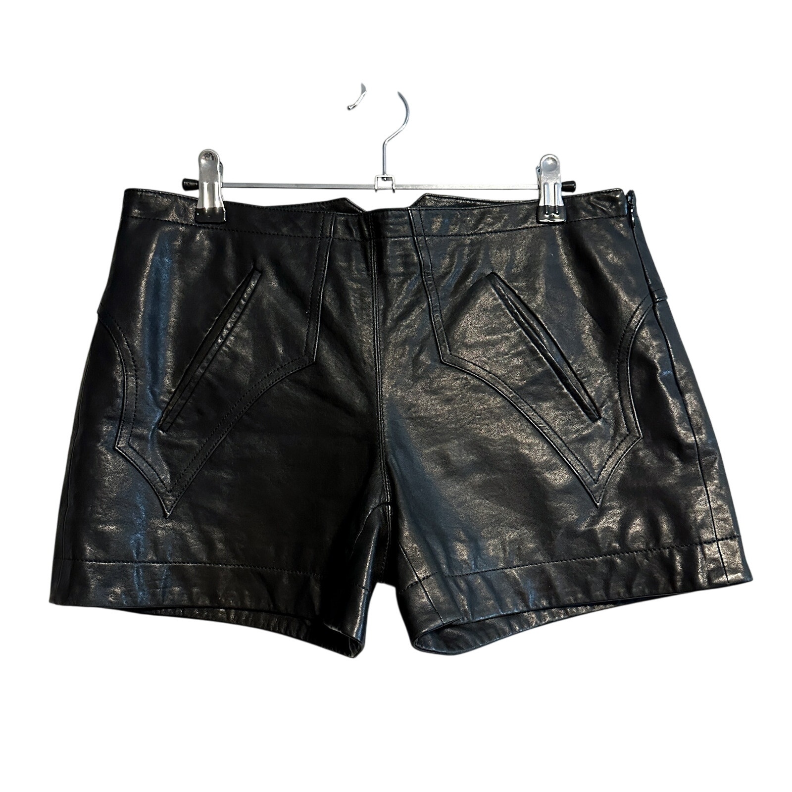 Derek Lam 10 Crosby 100% Lambskin Western Leather Black Shorts Size 4
