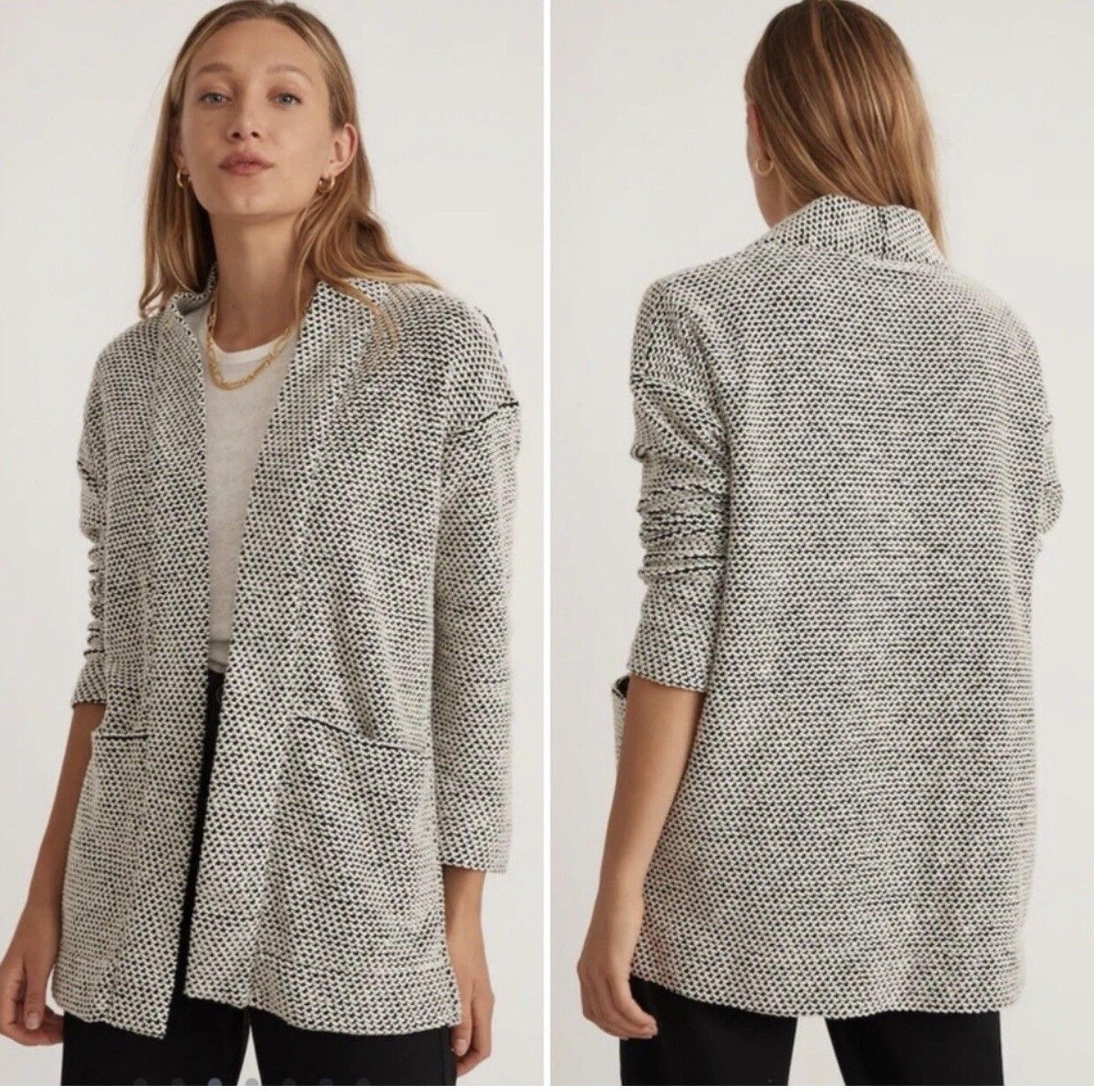 Marine Layer Birdseye oversized black & white textured cardigan Large