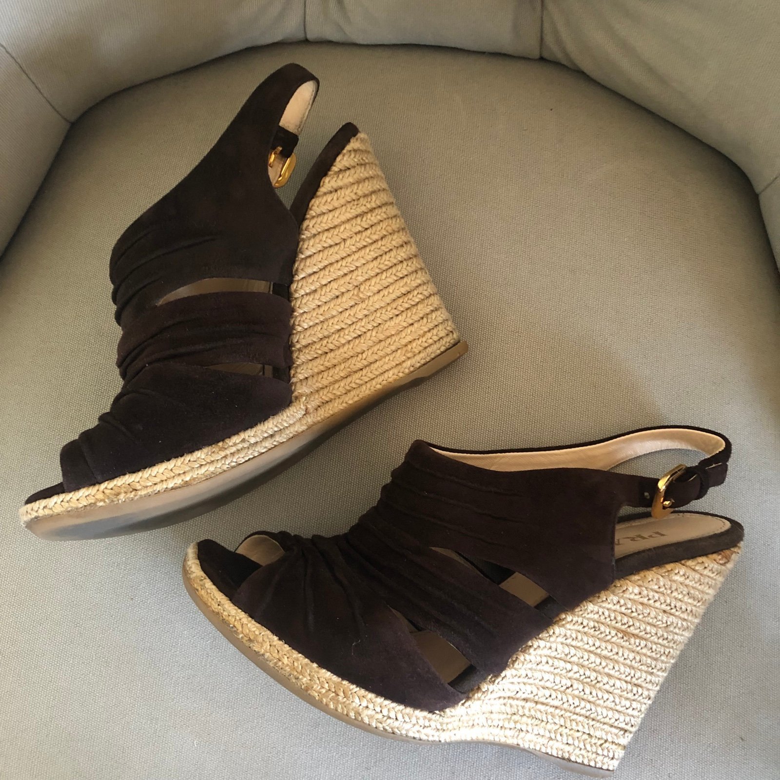 Prada Slingback Espadrille Wedges - Size 37
