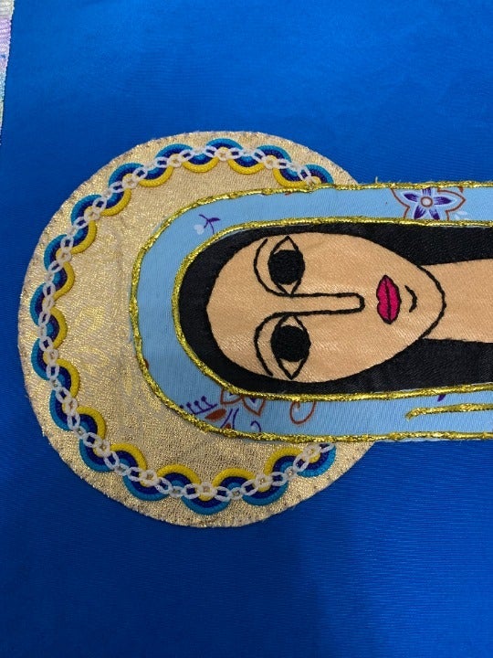 Vintage Needlepoint Tapestry Canvas Religious Virgin Mary