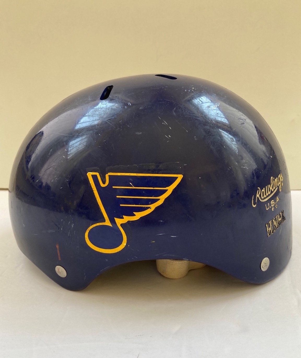 St. Louis Blues NHL Hockey Vtg Rawlings Padded Helmet Adult USA Made Rare HNHL