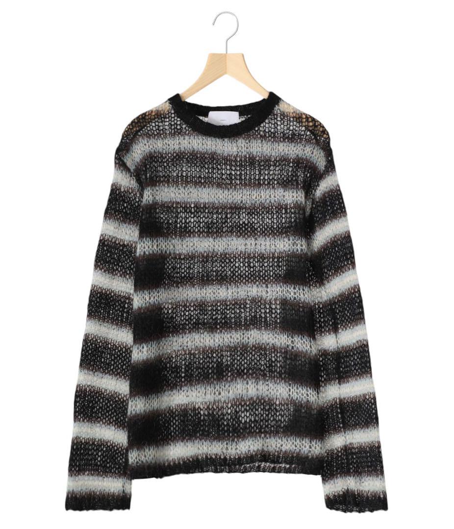 Mohair Blend Black and White Striped Sweater, Size 2