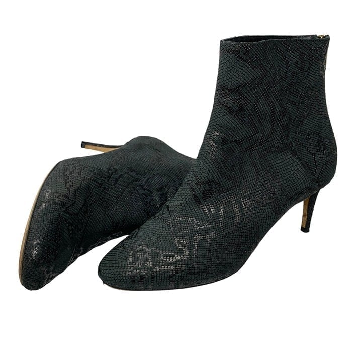 JIMMY CHOO Black Snakeskin Rear Zip Booties