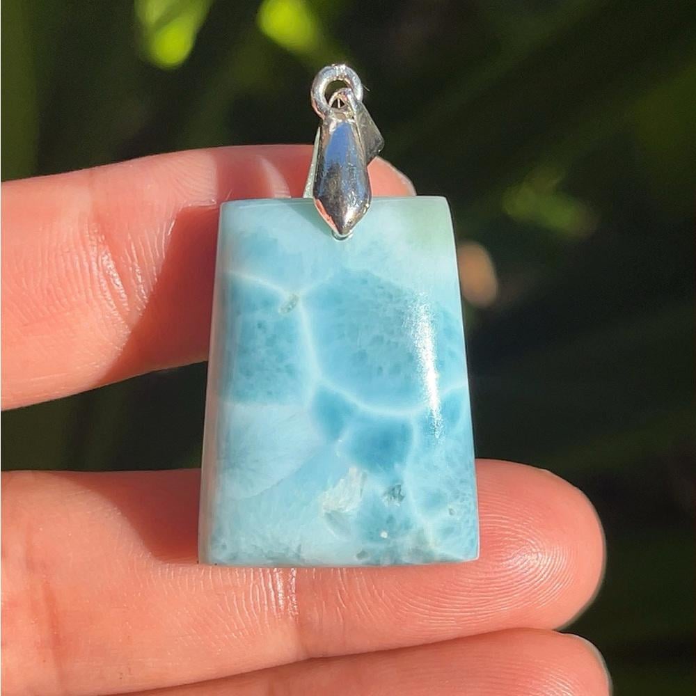 Sterling silver 925 stamped natural Larimar pendant
