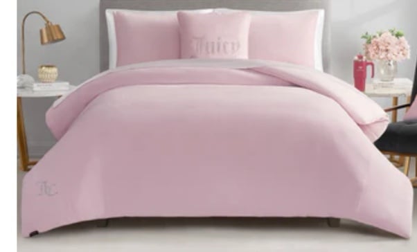 JUICY COUTURE SOLID VELOUR QUEEN COMFORTER SET