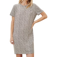 Jenni Kayne Women’s Italian Fabric Leopard 100% Viscose T-Shirt Dress Sz S