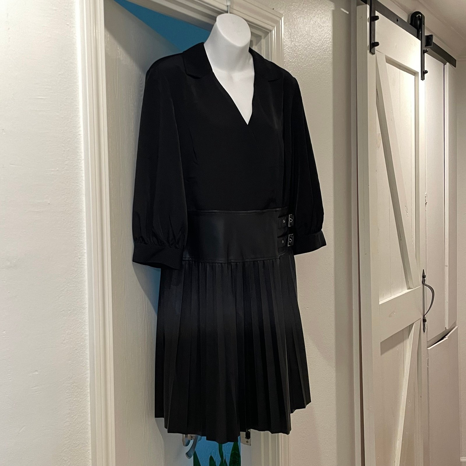Karl Lagerfeld by Anthropologie Group 90 Black Dress with Belt Buckle Side NEW